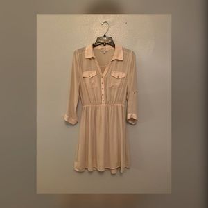 Long sleeve tan dress